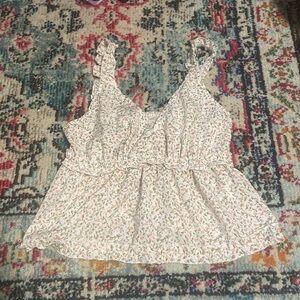 smocked floral tank top